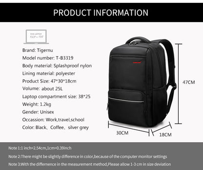 Tigernu Men Backpack Nylon Waterproof Anti Theft Male Mochila Travel Laptop Backpack 15.6 inch 25L Large Capacity School bags