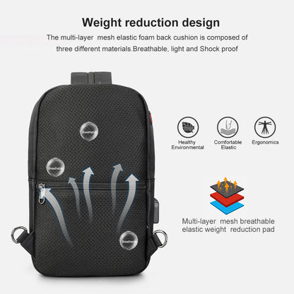 Tigernu High Quality USB Charging 9.7" iPad Men Water Repellent Chest bag Fashion Casual Chest bags For men