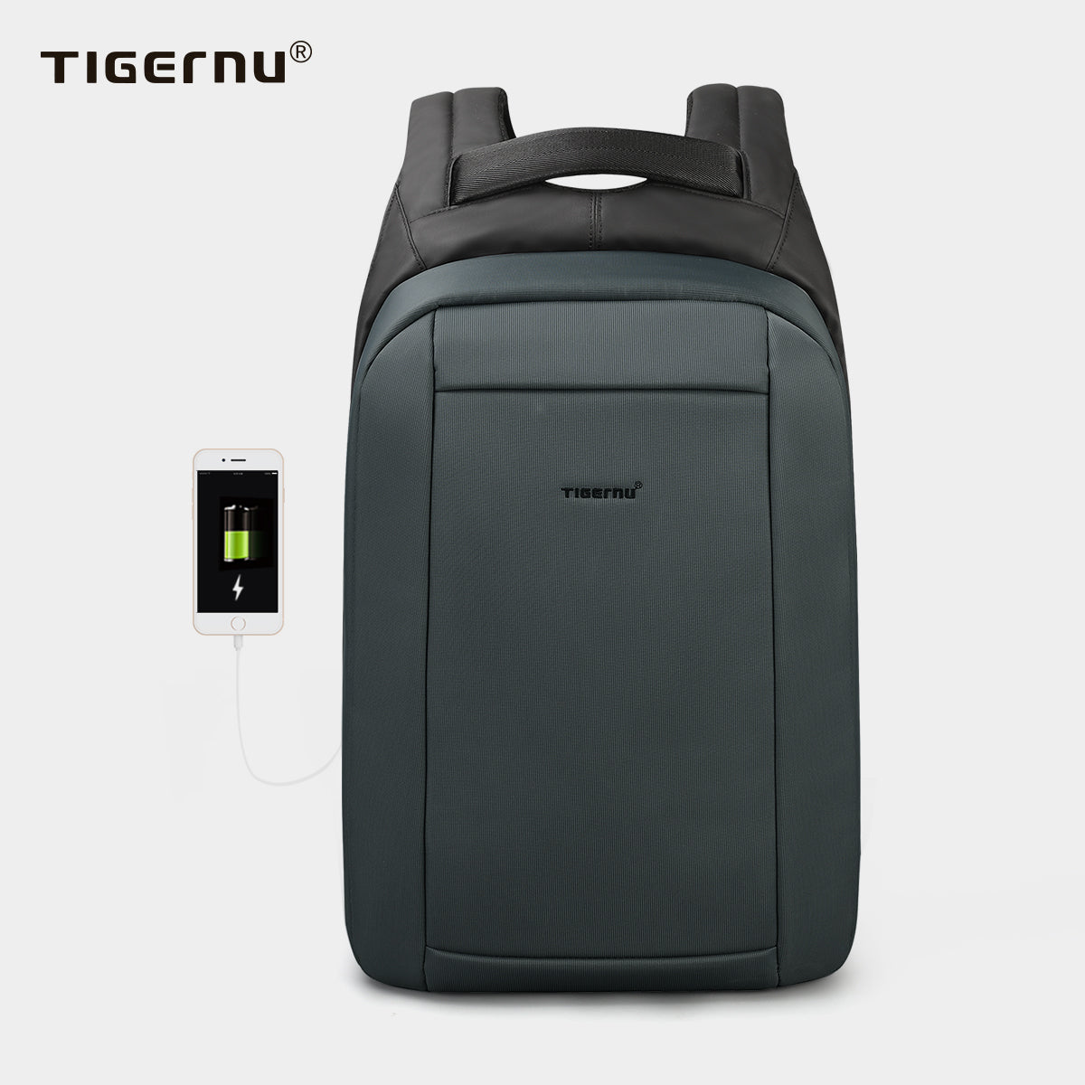 Tigernu – Sac à dos antivol pour homme, avec fermeture éclair dissimulée, pour ordinateur portable de 15,6 pouces, imperméable, voyage, 20 L, chargeur USB multiple