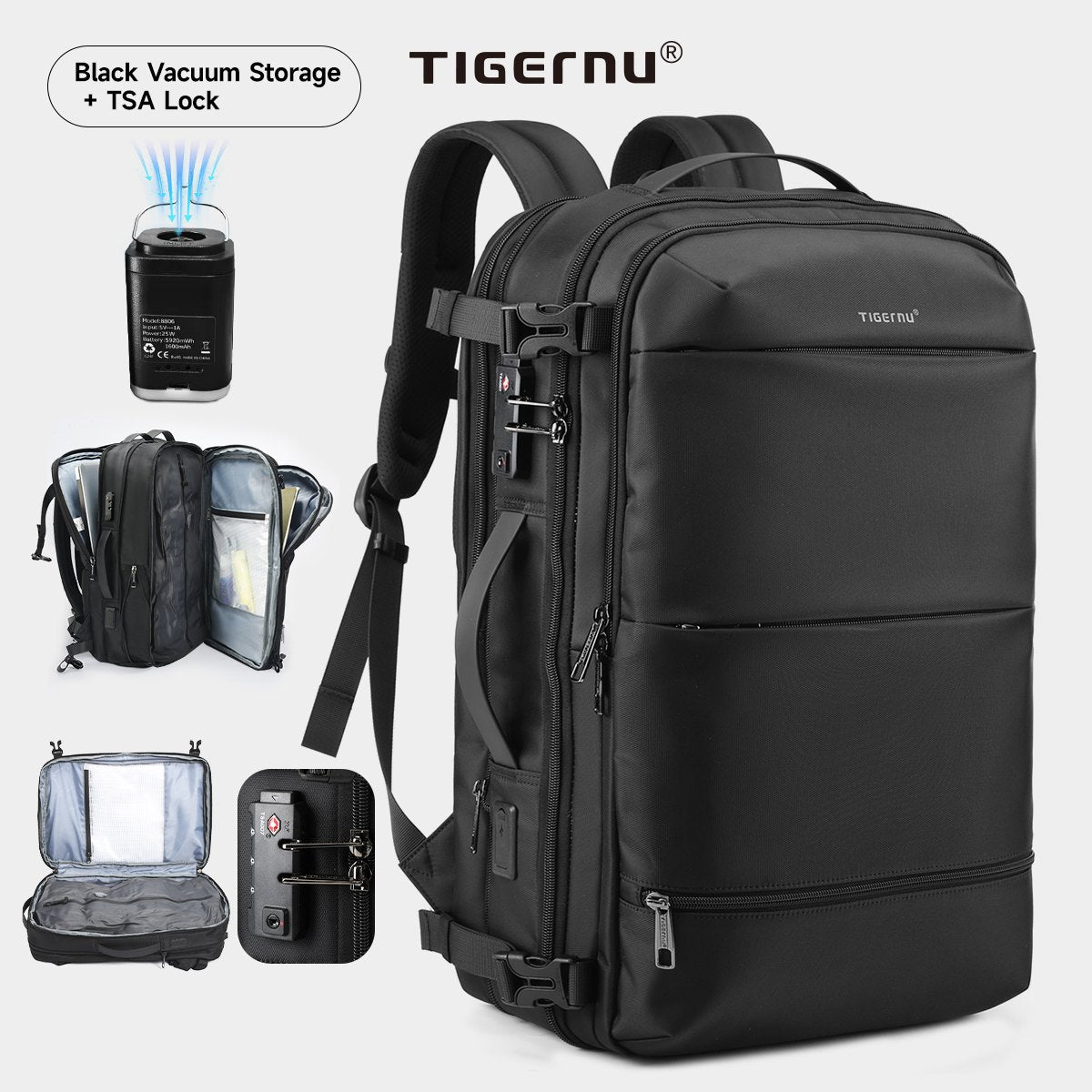 Tigernu nouveau T-B9831 grande capacité 27L à 37L sac à dos de voyage pour ordinateur portable