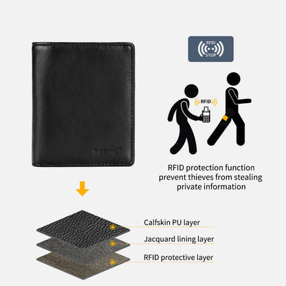 Tigernu, new style, men's artificial leather short wallet, RFID, men's leather wallet, business coin wallet, men's black thin light, designer clip, handbag