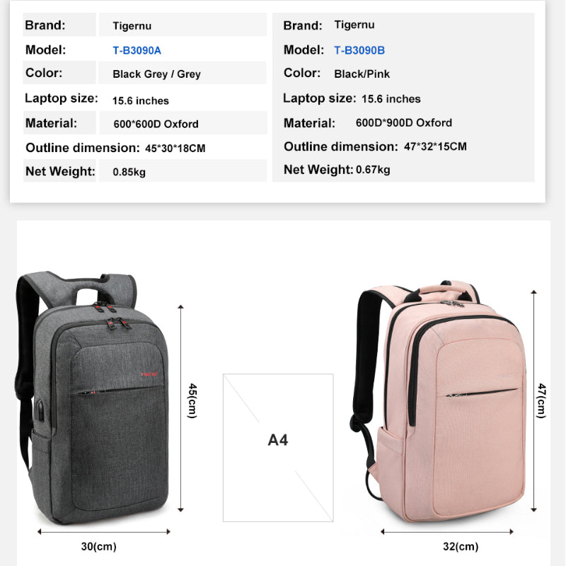 Tigernu Women Fashion 15.6inch USB Recharging Men Backpacks Anti theft Girl Female Laotop Backpacks For Women backpack For Teenagers