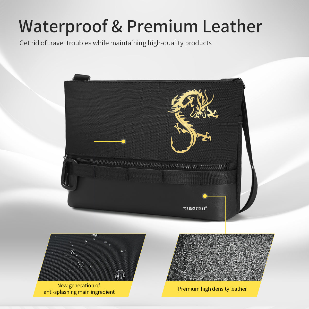 Lifetime warranty, Chinese men's shoulder bag, 9.7-inch tablet computer, shoulder bag, mini lamp, dragon series travel bag