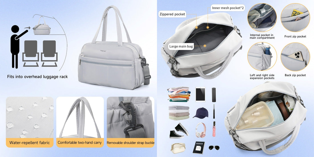 TIGERNU T-N1062 travel bag perfect for shopping at crowded tourist destinations during peak season with expandable design, multiple compartments, and water-resistant material for organized storage