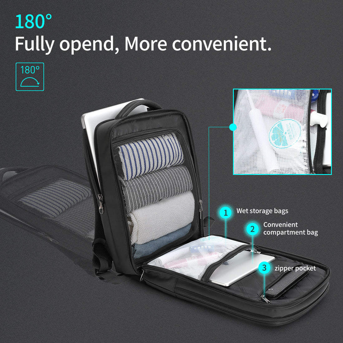 The 180° Opening Laptop Backpack That Transformed My Packing Game - TIGERNU T-B3982