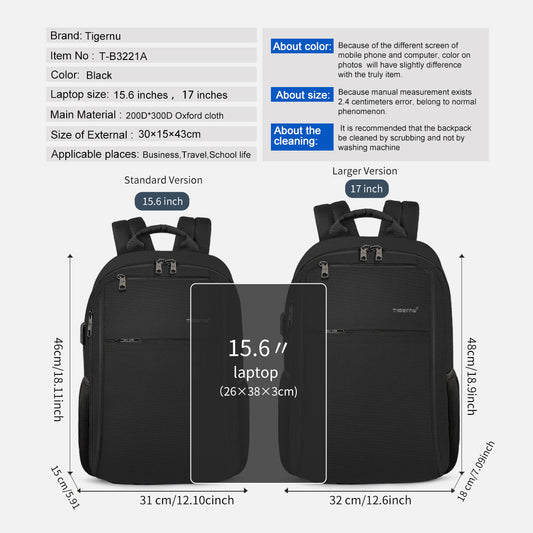 Anti-Theft Laptop Backpacks That Make Life Easier: TIGERNU T-B3221A Fashion Meets Function