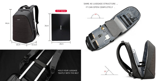 TIGERNU backpack T-B3351 with humanized storage design and 180-degree opening