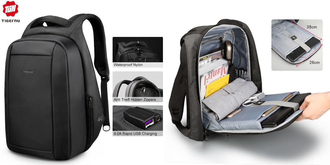 TIGERNU T-B3599 anti-theft backpack with hidden back zipper for commuters