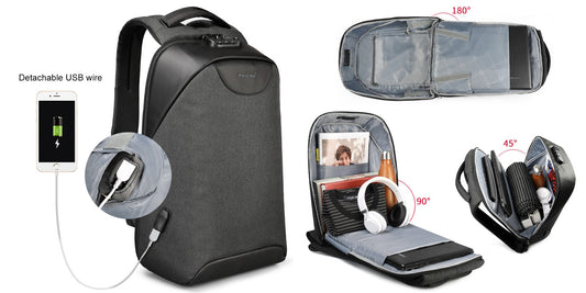 TIGERNU T-B3611 large capacity laptop backpack with 180 degree wide opening, accommodates 15.6 inch laptop