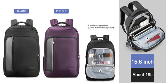 TIGERNU T-B3668 anti-theft laptop backpack with external USB charging port, 3.5mm audio port, reflective stripe, waterproof TPU material, and hidden RFID safety pocket