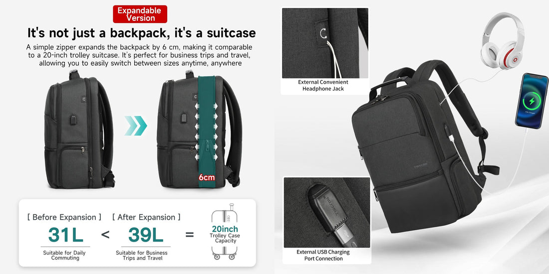TIGERNU expandable laptop backpack T-B3905