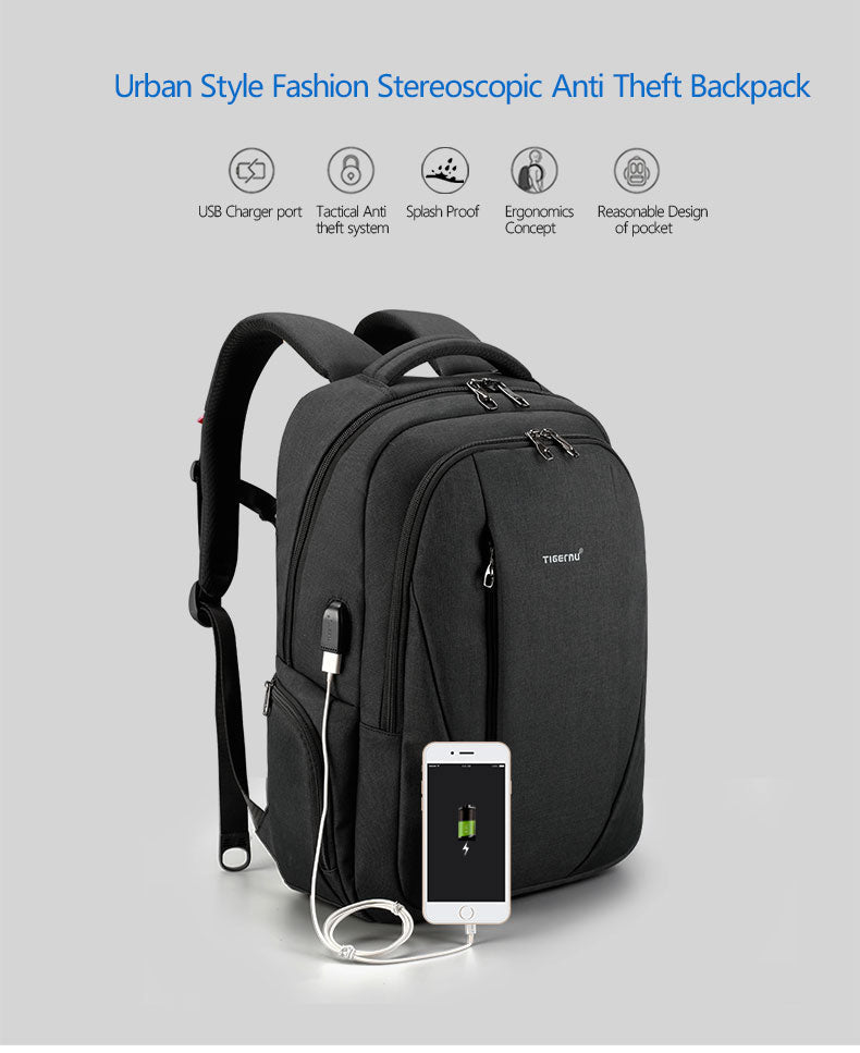 Discover the TIGERNU T-B3399 business laptop backpack with advanced inside design, 19L capacity, splash proof protection, and multi-pocket organization. Perfect for professionals, students, and travelers with laptops up to 15.6 inches.