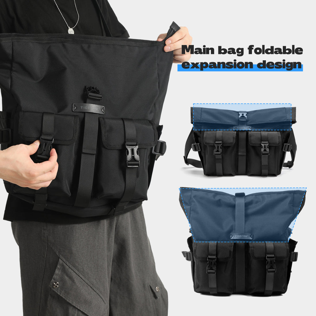 TIGERNU T-S81010 crossbody laptop bag for daily use with 12L capacity