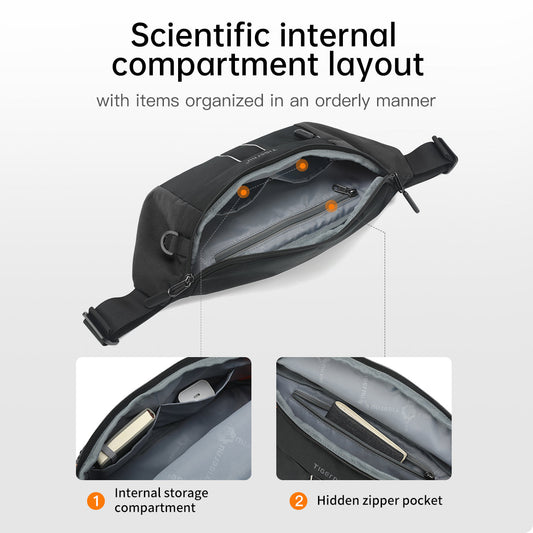 TIGERNU T-S81012 daily use crossbody bag with 400D water-resistant twill fabric, organized storage space for 8-inch tablet, hidden zipper, anti-theft pocket, and multiple color options perfect for shopping at crowded tourist destinations