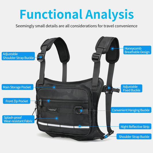 TIGERNU T-S8356 crossbody bag perfect for cycling showing ergonomic design, water-resistant material
