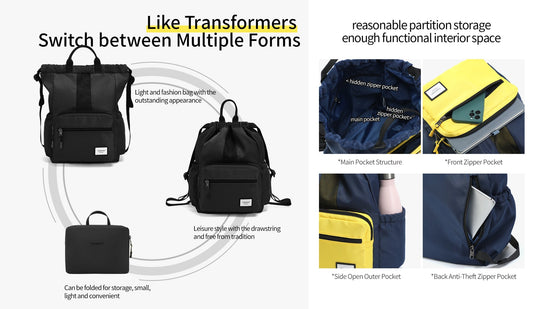 TIGERNU T-S8511 drawstring backpack with padded straps, front zippered pocket, and water-resistant material, perfect lightweight backpack for gym, travel, and daily activities