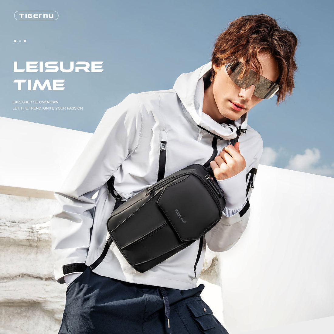 TIGERNU T-S8889 crossbody laptop bag for daily use with organized compartments, hands-free design, laptop protection, anti-theft features, and stylish appearance perfect for shopping at crowded tourist destinations during peak travel season