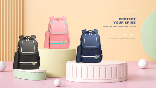 TIGERNU T-B9037 Student backpack for safety with reflective stripes providing 200-meter visibility, multiple organized compartments, and ergonomic design perfect for school children
