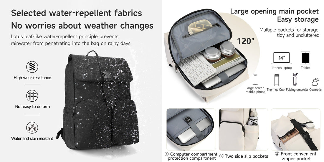 TIGERNU T-B91050 all weather backpack for daily use and travel, featuring laptop compartment, weather-resistant materials, and organized storage perfect for shopping at crowded tourist destinations during peak season