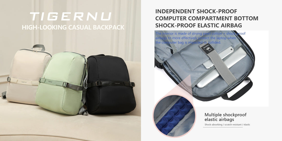 TIGERNU T-B9511 Shock-resistant women's laptop backpack with all-weather protection, padded compartments, and professional design perfect for college students and working professionals