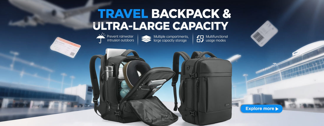 TIGERNU travel-style laptop backpack with 180-degree full-opening design, multiple compartments, padded 15.6-inch laptop sleeve, and wet/dry separation — ideal for business professionals and daily commuters