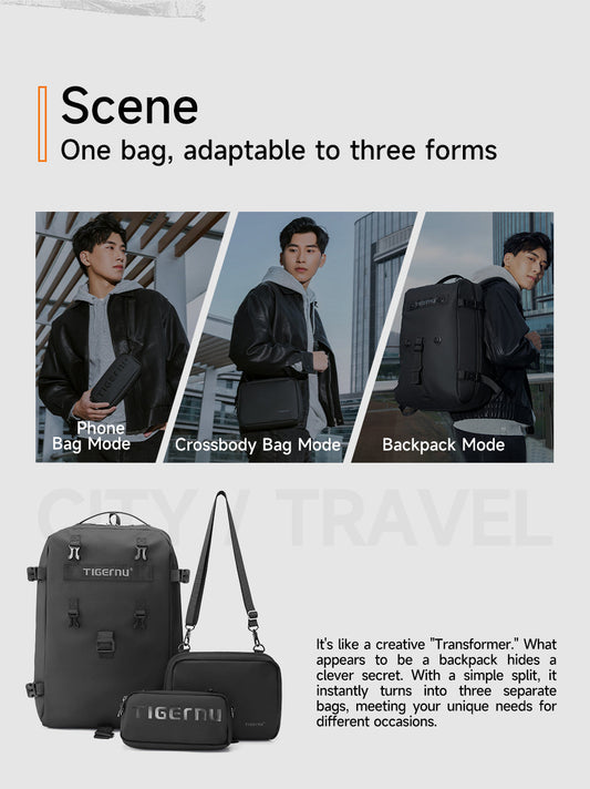 TIGERNU T-B9836 Multi-Functional Laptop Backpack 3-in-1 Design Display