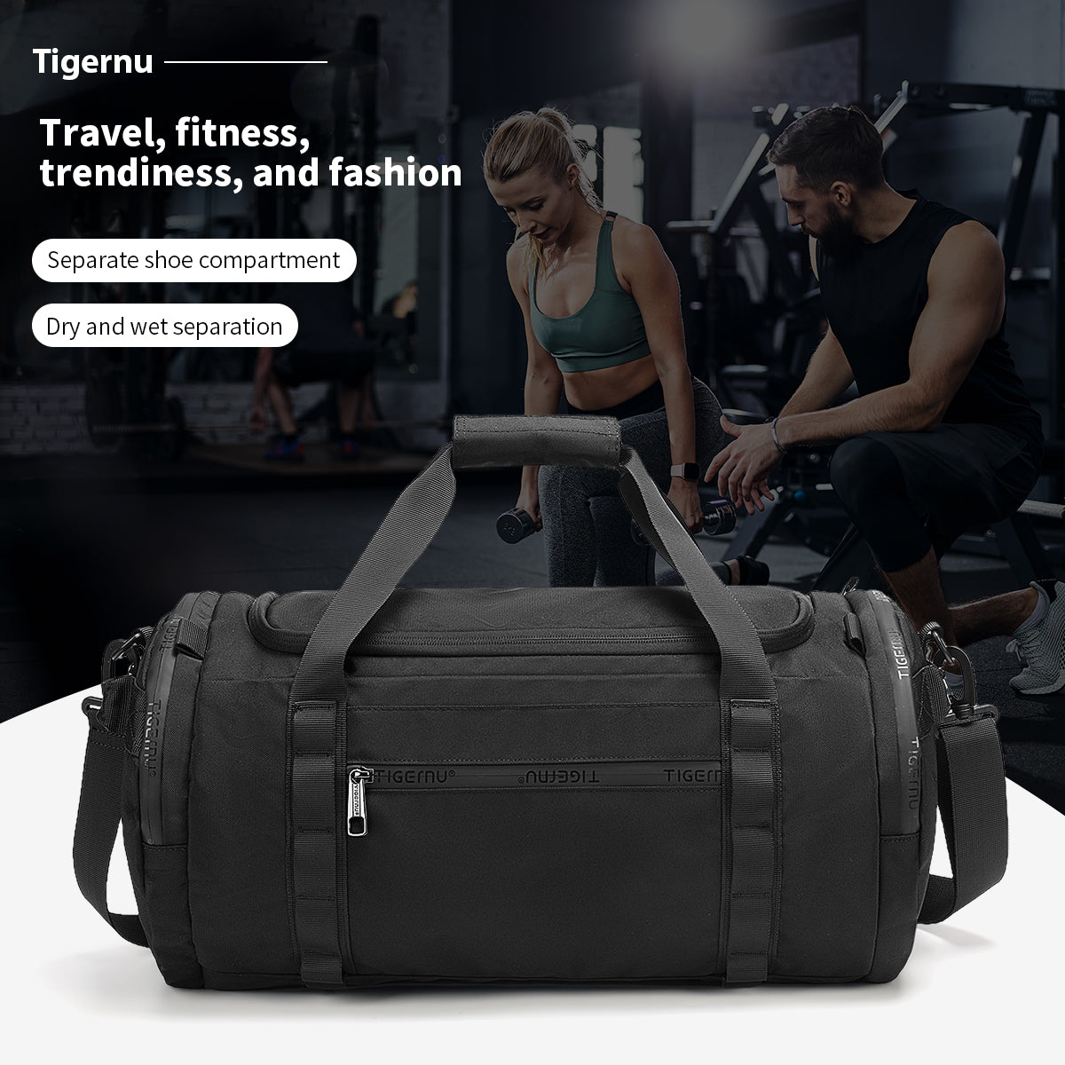 Tigernu T-N1051 brand new travel fitness trendy and fashionable gym waterproof bag with shoes compartments