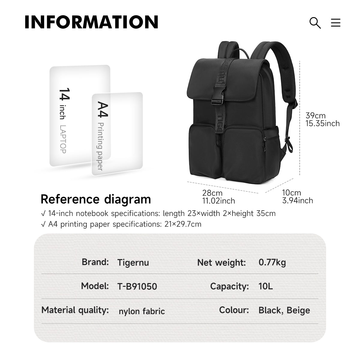 TIGERNU T-B91050 Professional Business Backpack