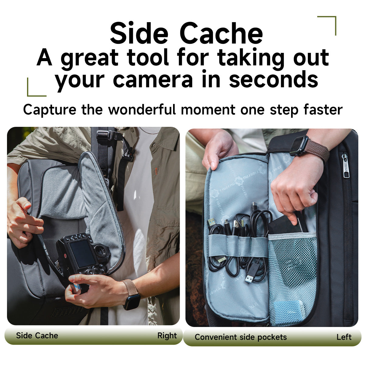 TIGERNU T-B91020 Professional Camera Backpack with Side Cache & Customizable Partitions