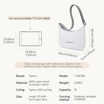 TIGERNU T-S81188 Sac à bandoulière compact 2 L compatible tablette multi-compartiments