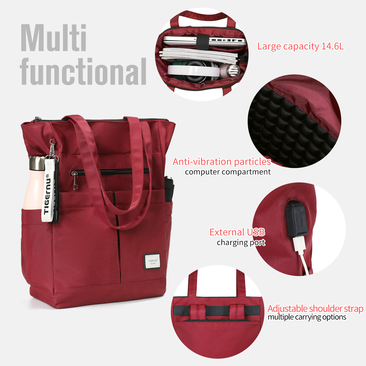 Women's Convertible Laptop Tote Backpack for Work & Commute
