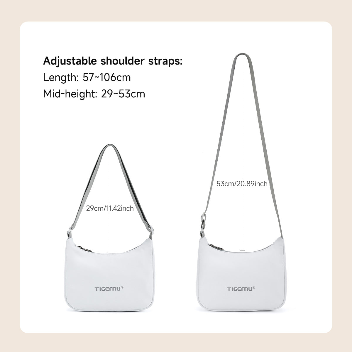 TIGERNU T-S81188 Sac à bandoulière compact 2 L compatible tablette multi-compartiments