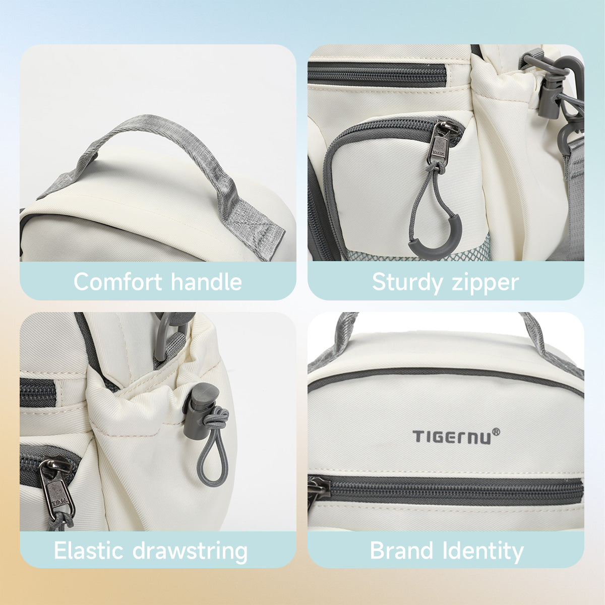 TIGERNU T-S81193 Sac de loisirs à bandoulière multi-compartiments avec bandoulière réglable