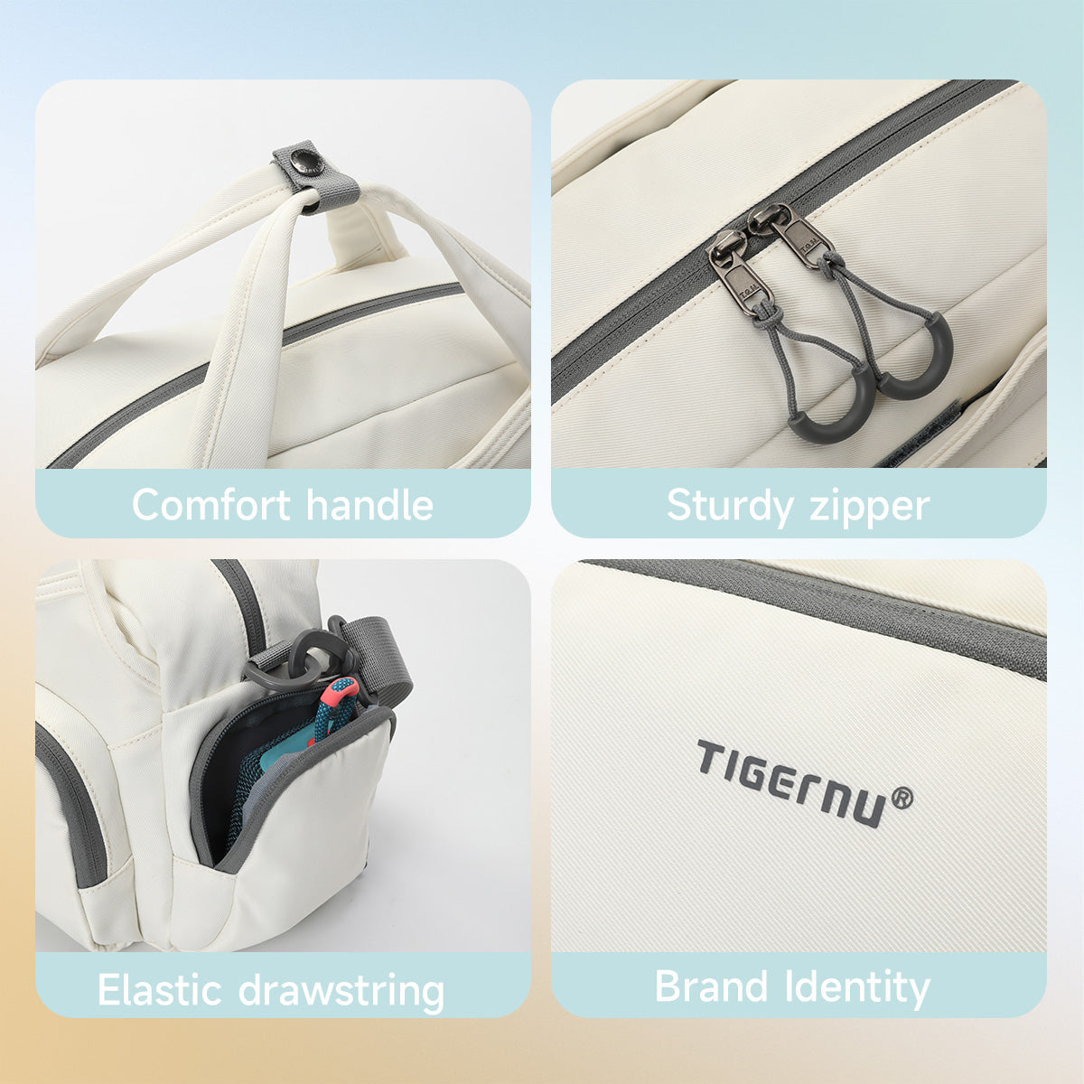 TIGERNU T-S81195 Sac à main polyvalent 8 L à compartiments multiples avec bretelles ergonomiques