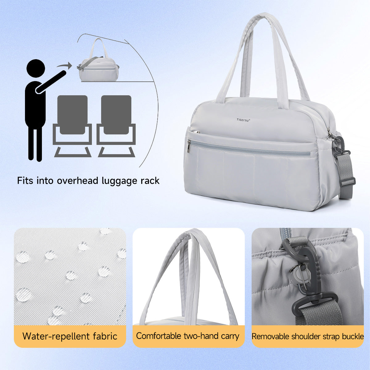 TIGERNU T-N1062 Multi-Compartment Travel Tote Bag with Shoulder Strap