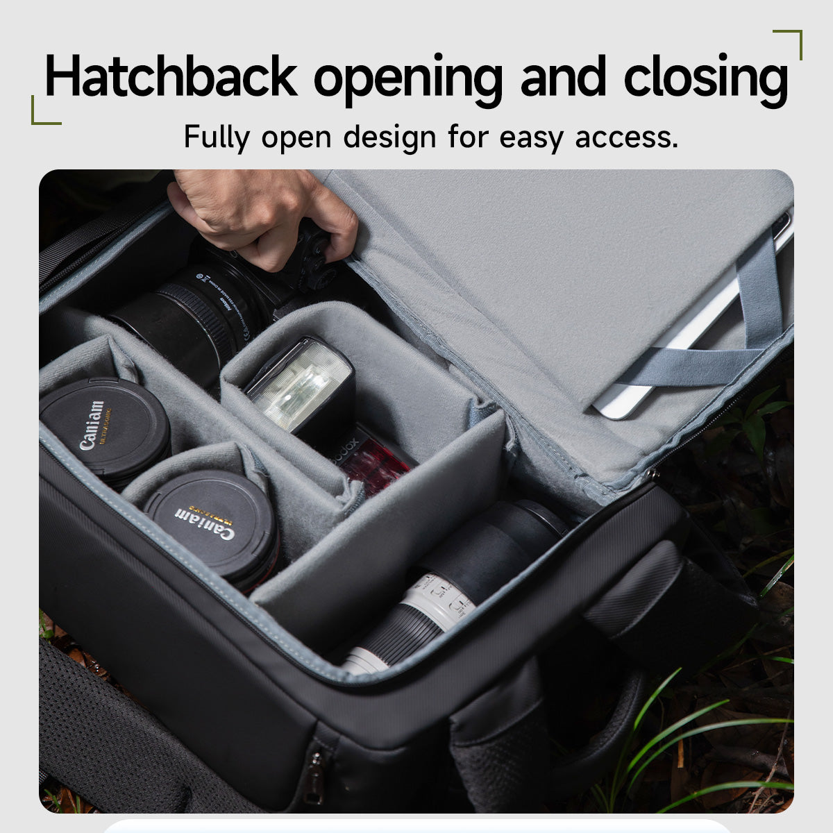 TIGERNU T-B91020 Professional Camera Backpack with Side Cache & Customizable Partitions