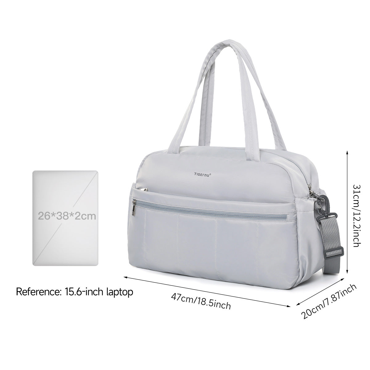 TIGERNU T-N1062 Multi-Compartment Travel Tote Bag with Shoulder Strap