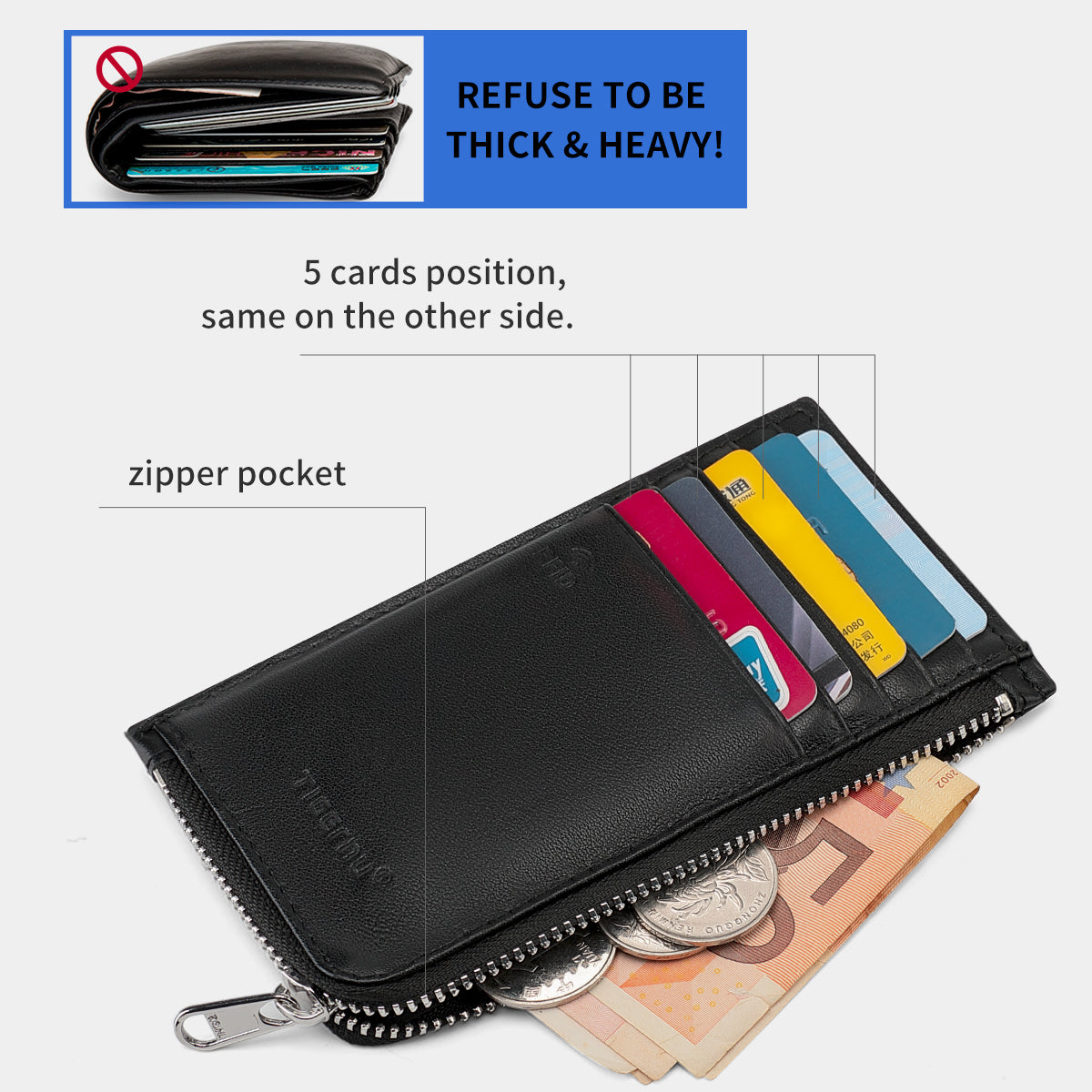 Tigernu Genuine Leathe RFID Anti thef Blocking Protection Men Slim Card & ID Holders Wallets For Men Small Money Bag Male Purses