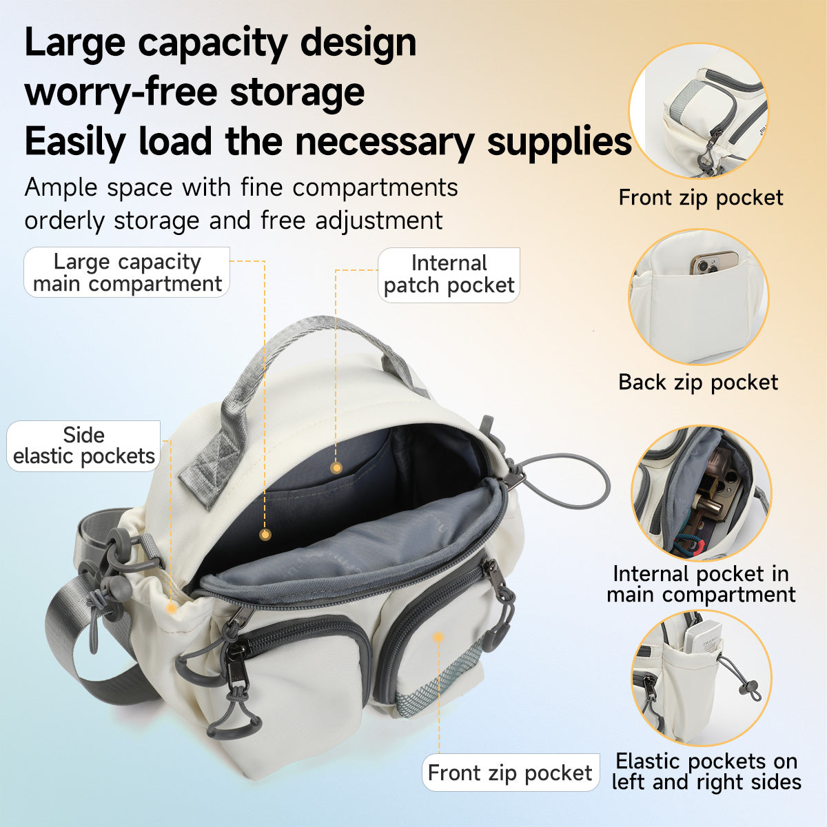 TIGERNU T-S81193 Sac de loisirs à bandoulière multi-compartiments avec bandoulière réglable