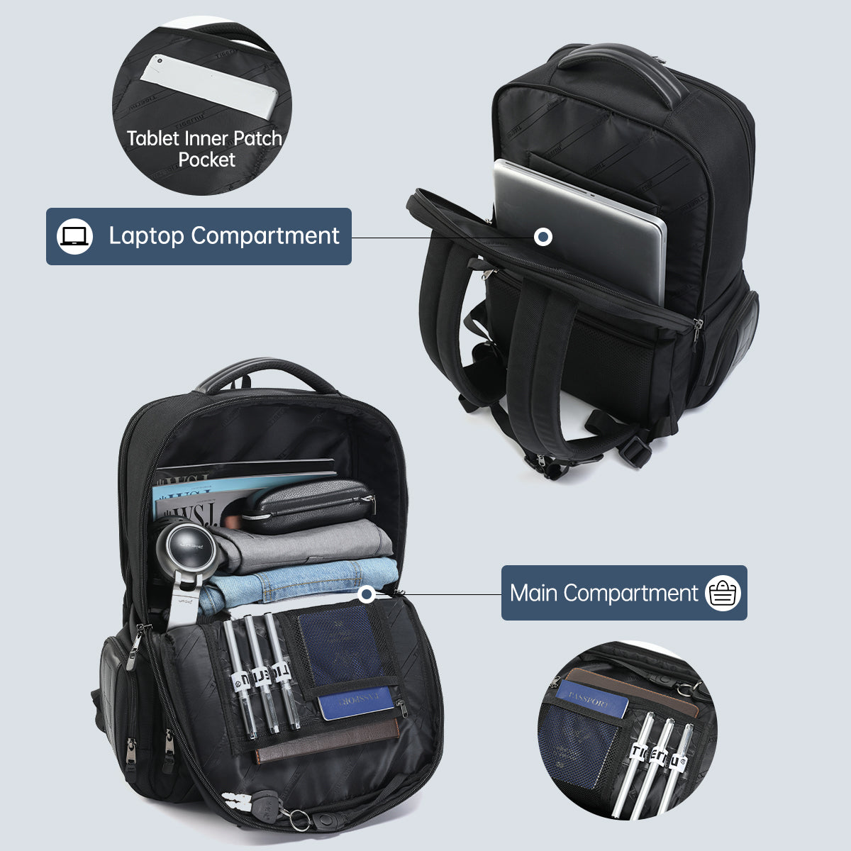 TIGERNU 17 Inch Large Laptop Backpack for Business Travel & Daily Commute