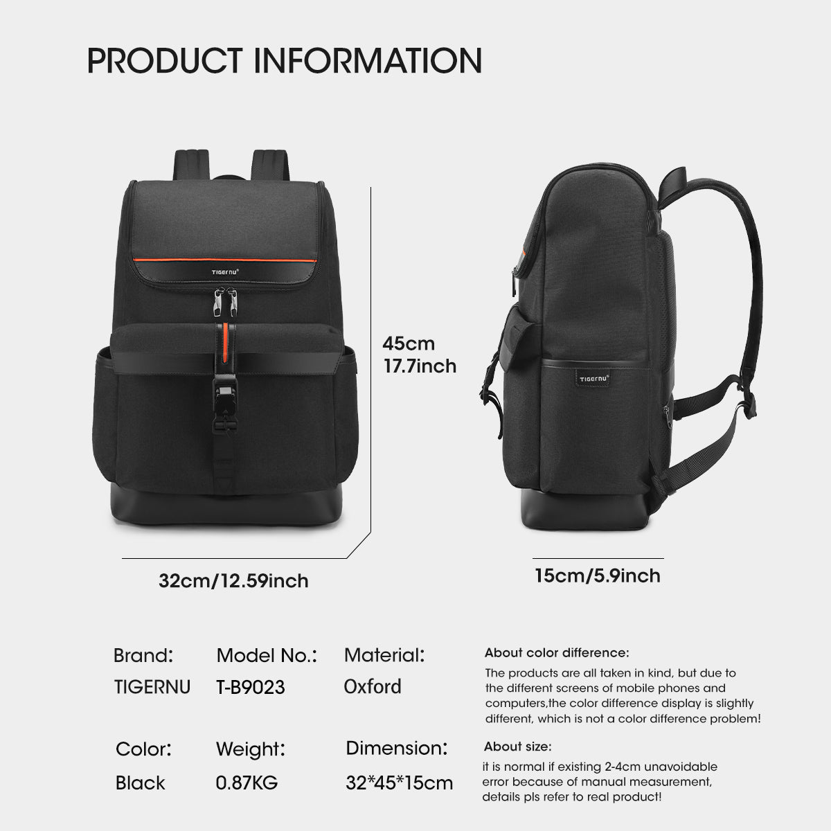 Tigernu's unique high-quality laptop backpack 15.6 inches, men's casual waterproof travel backpack, fashionable youth school backpack