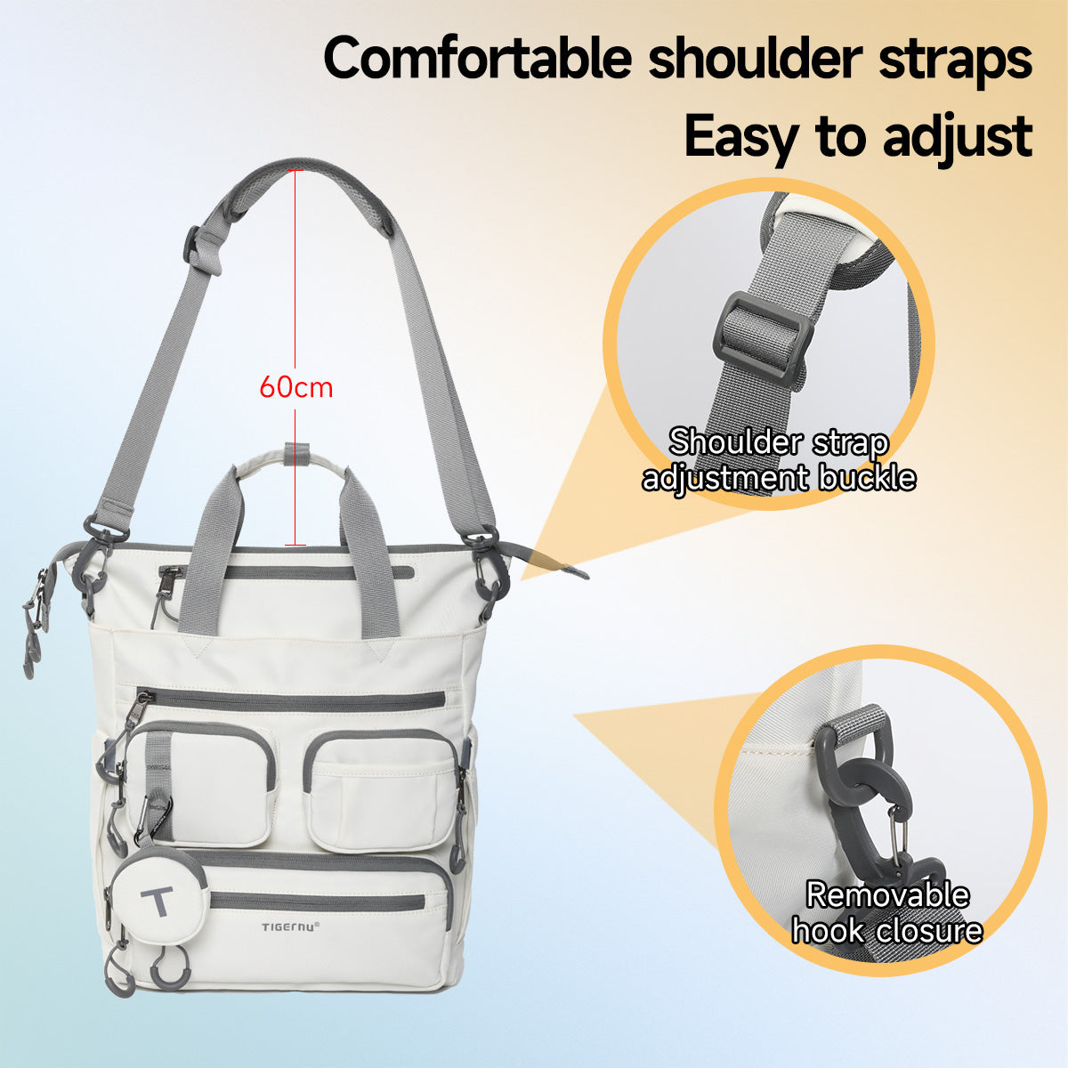 Sac à dos professionnel TIGERNU T-B91126, compatible avec ordinateur portable 15,6 pouces, compartiments multiples