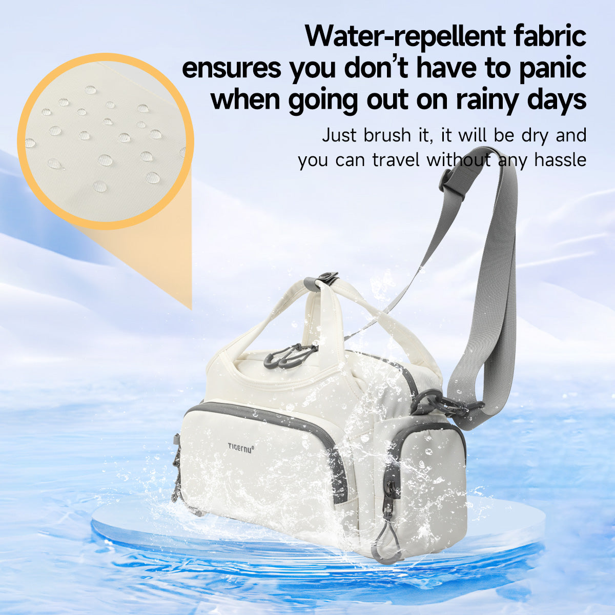 TIGERNU T-S81195 Sac à main polyvalent 8 L à compartiments multiples avec bretelles ergonomiques