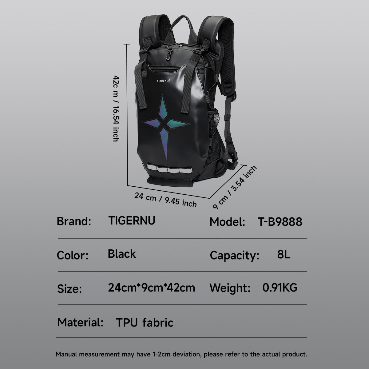 TIGERNU T-B9888 Waterproof Cycling Backpack 8L Full-Face Helmet Compatible