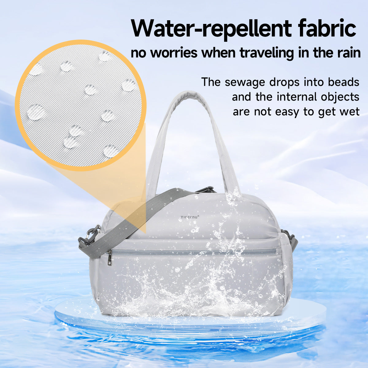 TIGERNU T-N1062 Multi-Compartment Travel Tote Bag with Shoulder Strap