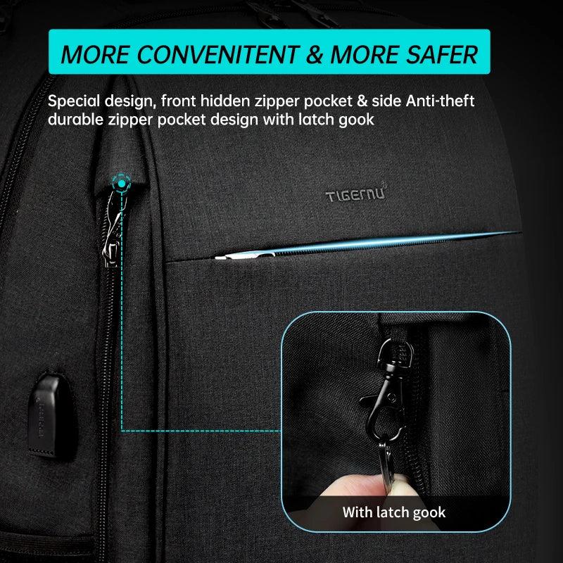 2017 tigernu anti-theft usb charging men 15.6inch laptop backpack Tigernu Men's Fashion Travel Backpacks Male Anti theft USB Charging 15.6 Laptop Bag Waterproof Silm School Bag for Female Male gray
