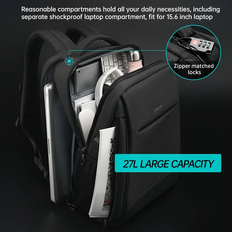 Tigernu Men's Fashion Travel Backpacks Male Anti theft USB Charging 15.6 Laptop Bag Waterproof Silm School Bag for Female Male