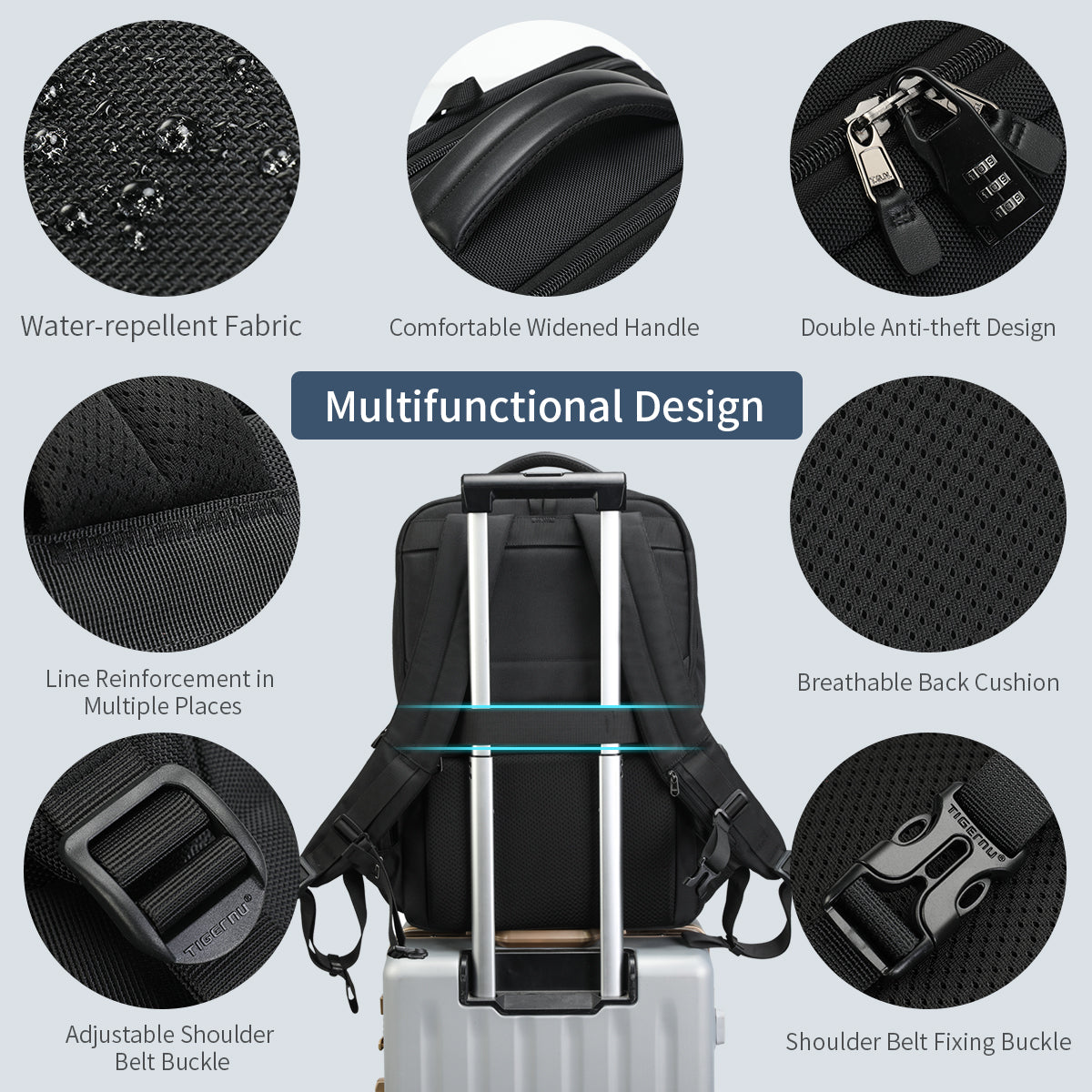 luggage strap business travel backpack durable oxford fabric laptop backpack details