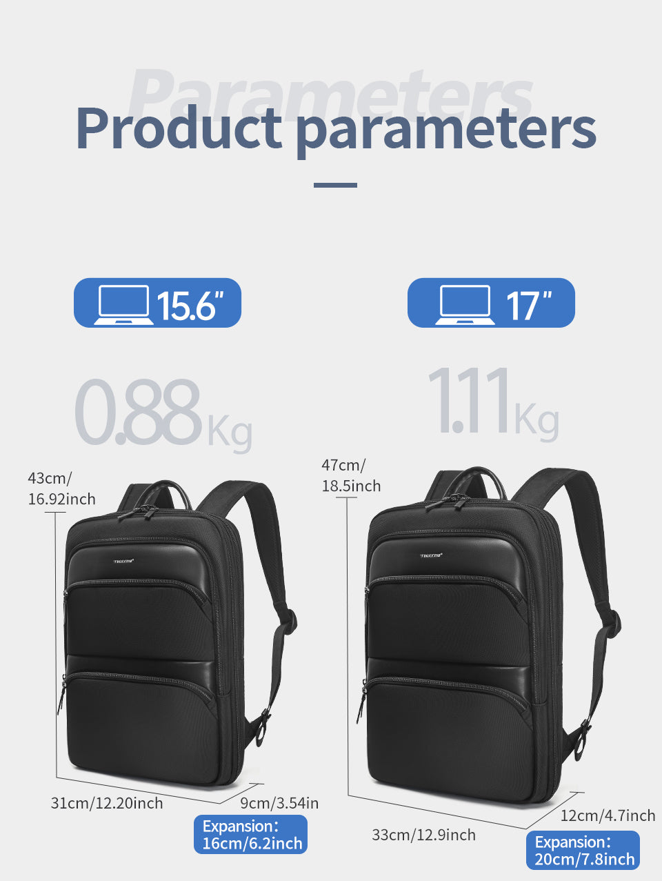 15.6 and 17 inch laptop backpack
