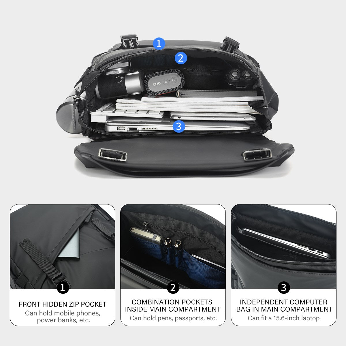 15.6 inch laptop compartment backpack